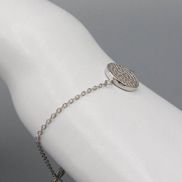 Bracelet jewelry elegant silver tone adjustable sparkly sparkle adjustable new - Picture 5 of 6